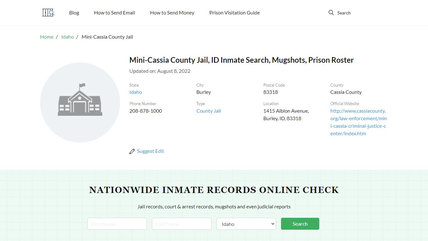 Mini-Cassia County Jail, ID Inmate Search, Mugshots ...